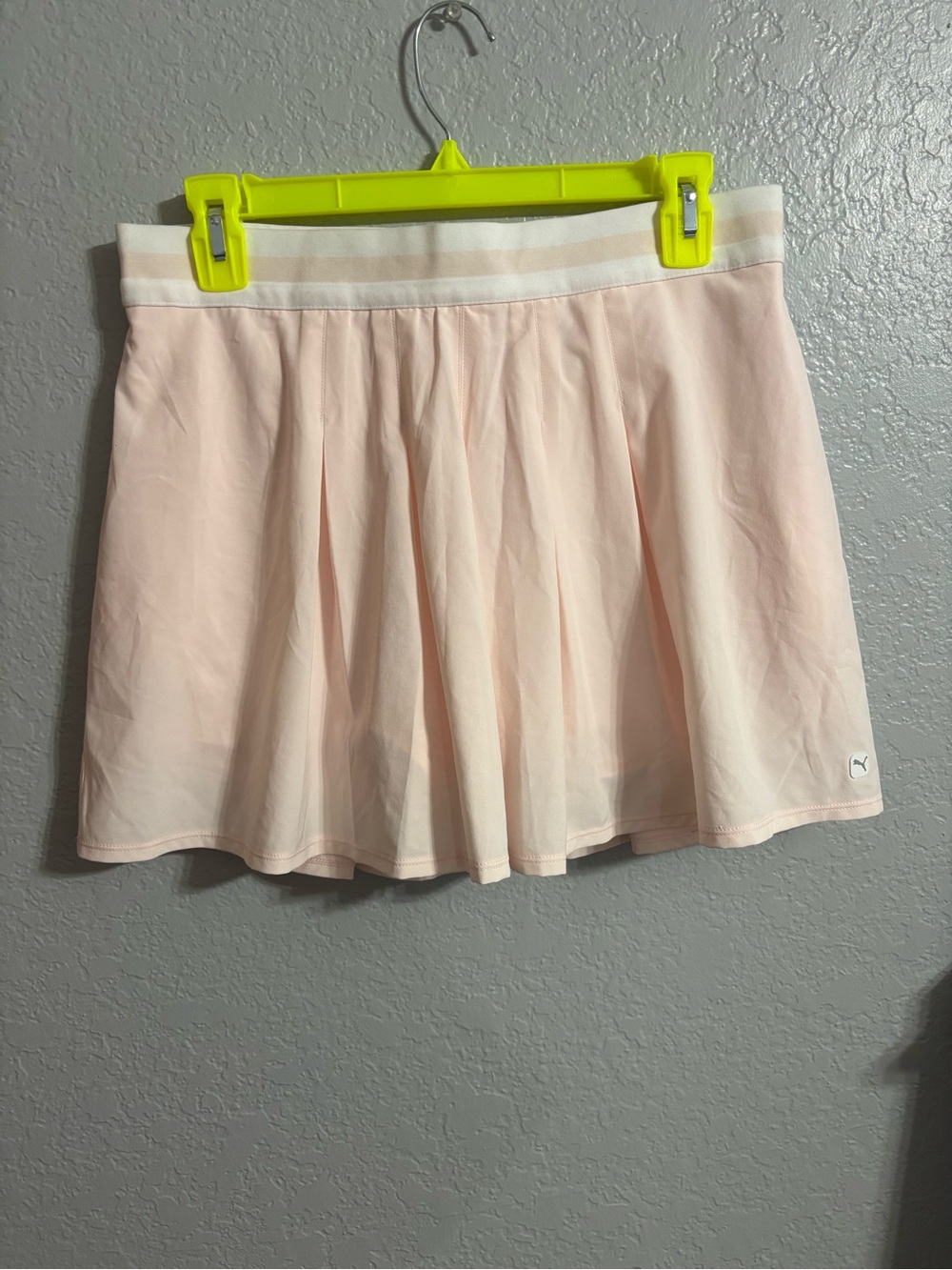 Puma Light Pink Pleated Skater Skirt with Stripe Waistband